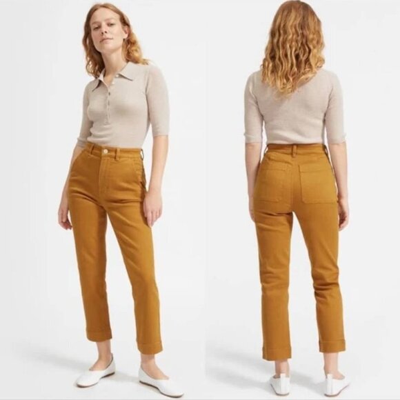 Everlane Straight-Leg Crop Barrel Jean Light Brown Mustard Carpenter Size 6 - Picture 2 of 6